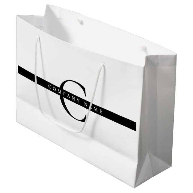 Grand Sac Cadeau Monogramme de typographie de société minimaliste g (Devant Angle)