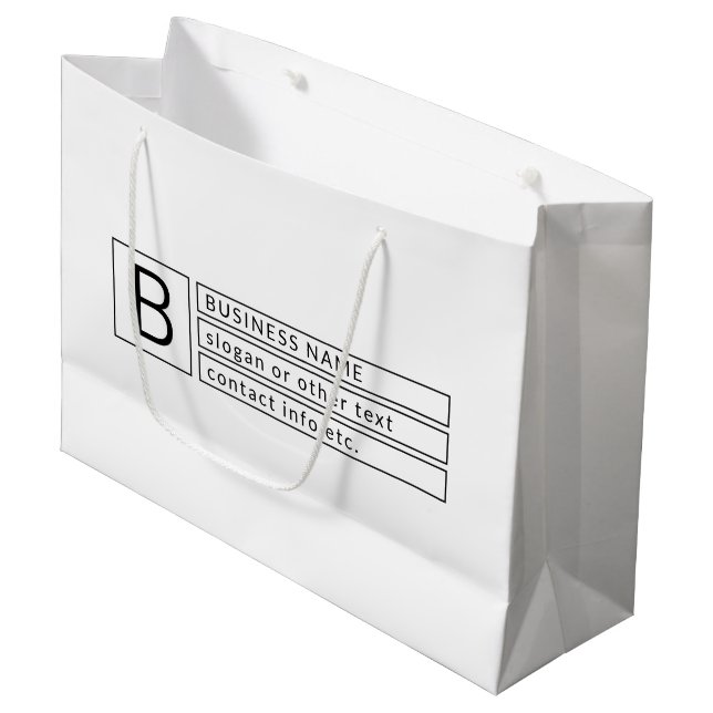 Grand Sac Cadeau Monogramme élégant et nom commercial (ou autre tex (Devant Angle)