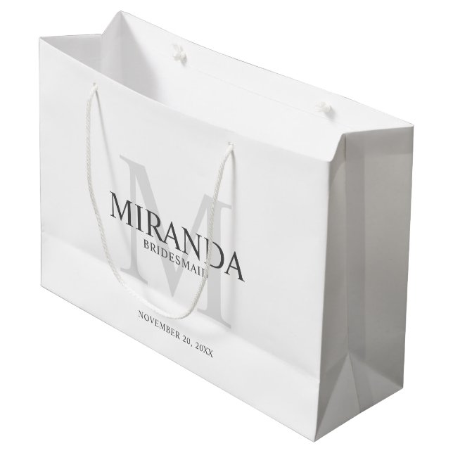 Grand Sac Cadeau Monogramme et nom de la servante d'accueil personn (Devant Angle)