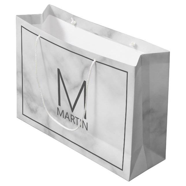 Grand Sac Cadeau Monogramme et nom personnalisés modernes (Devant Angle)
