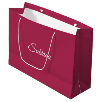 Grand Sac Cadeau Monogramme minimaliste rose cerise rose