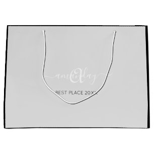 Grand Sac Cadeau Monogramme Nom Black Grey Shop Mariage Grand