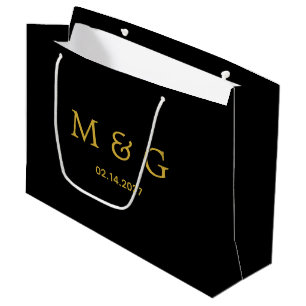 Grand Sac Cadeau Monogramme personnalisé et symbole de date d'amour