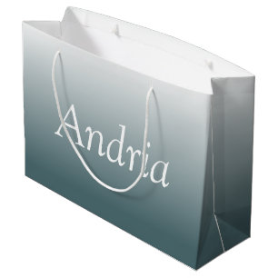 Grand Sac Cadeau Monogramme simple Ombre gris bleu modifiable