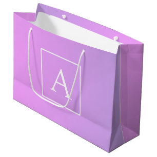 Grand Sac Cadeau Monogramme simple Ombre subtil rose/violet
