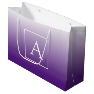 Grand Sac Cadeau Monogramme simple Purple Ombre
