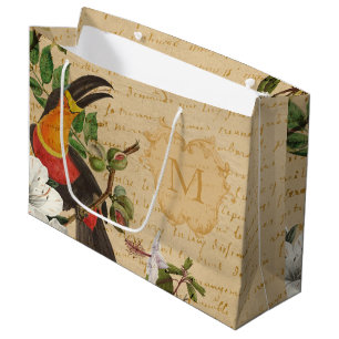 Grand Sac Cadeau Monogramme Tropical Toucan