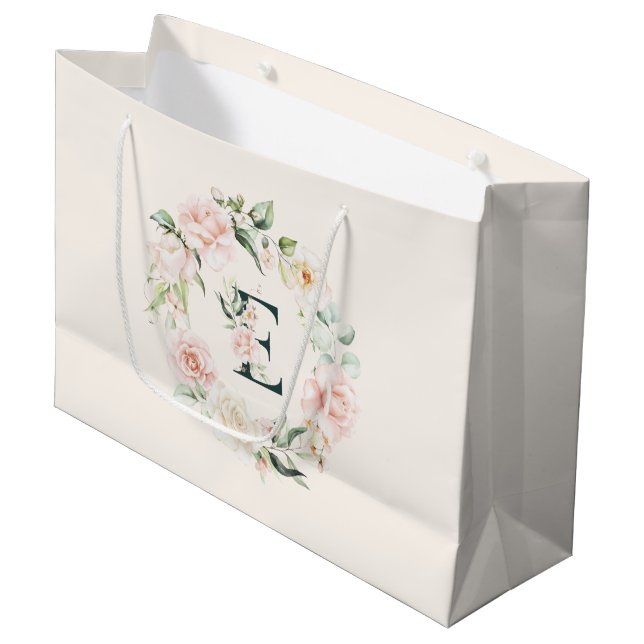 Grand Sac Cadeau Monographie florale de roses Paster E (Devant Angle)