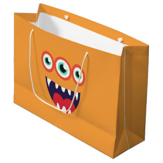 Grand Sac Cadeau Monstre orange