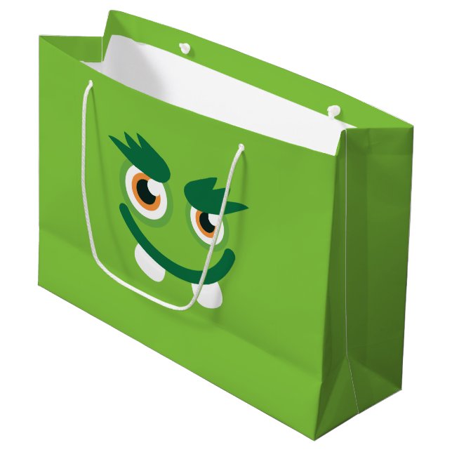 Grand Sac Cadeau Monstre vert (Devant Angle)