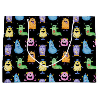 Grand Sac Cadeau Monstres mignons colorés