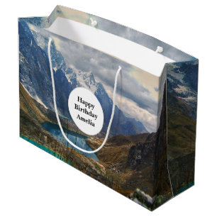 Grand Sac Cadeau Montagnes alpines pittoresques Photo Anniversaire