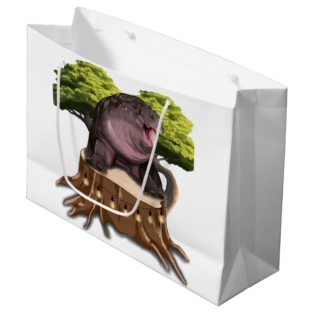 Grand Sac Cadeau Moo Deng Hippopotame (Devant Angle)