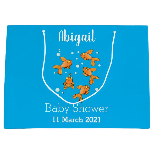 Grand Sac Cadeau Morceau de poisson rouge orange mignon sur dessin  (Devant)