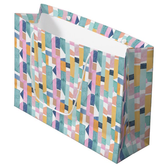 Grand Sac Cadeau Motif abstrait de forme d'aquarelle (Devant Angle)