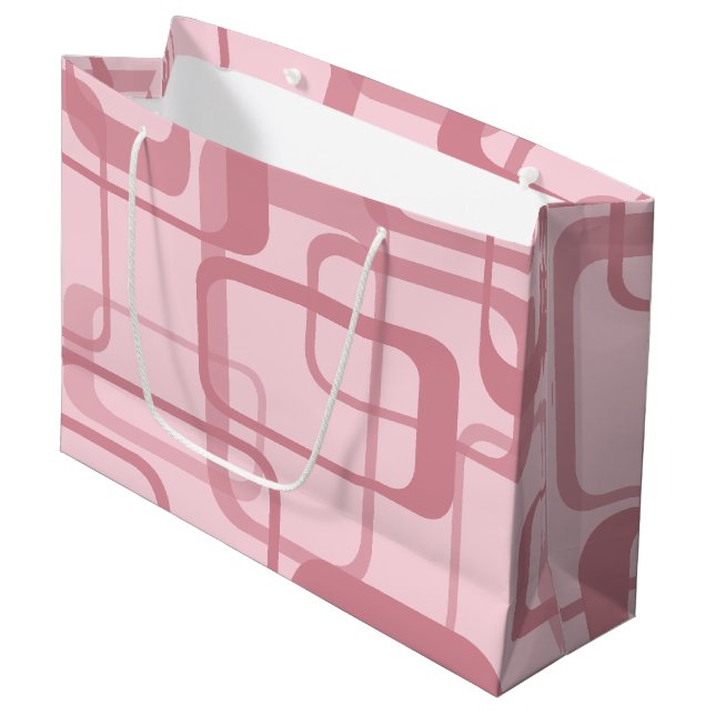 Grand Sac Cadeau Motif Abstrait des années 70 de Pink Retro 60 (Devant Angle)