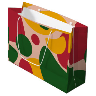 Grand Sac Cadeau Motif Abstrait Rétro aux Formes Audacieuses 