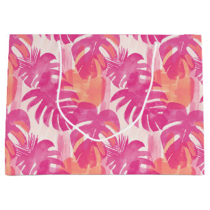 Grand Sac Cadeau Motif abstrait simple avec feuilles de monstera, f