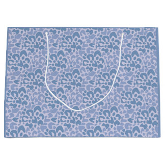 Grand Sac Cadeau Motif abstrait tacheté gris et bleu