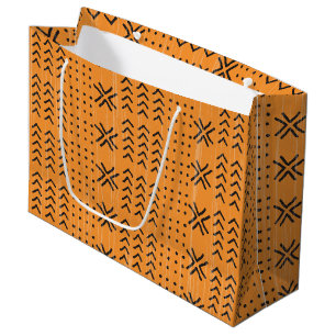 Grand Sac Cadeau Motif africain de la moisissure orange moderne