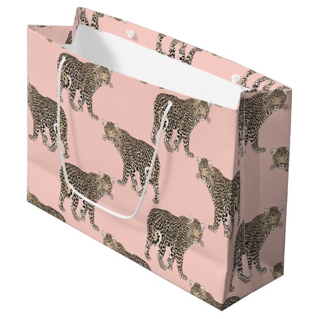 Grand Sac Cadeau Motif animal chic et branché Leopard (Devant Angle)