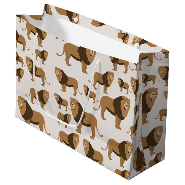 Grand Sac Cadeau Motif animal du lion de la jungle (Devant Angle)