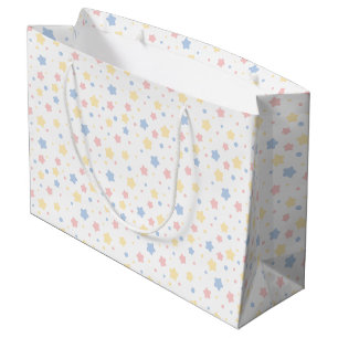 Grand Sac Cadeau Motif Baby Pink and Blue Stars