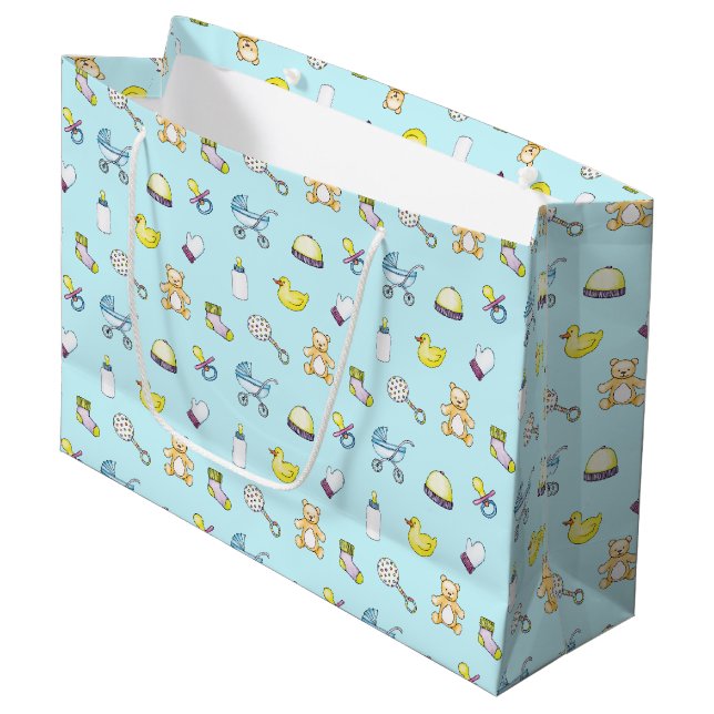 Grand Sac Cadeau Motif baby shower (Devant Angle)