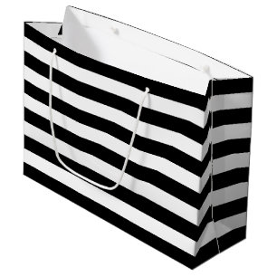 Grand Sac Cadeau Motif Black White Stripes {choisissez votre couleu