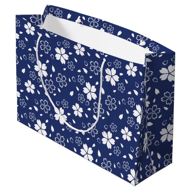 Grand Sac Cadeau Motif Blue Sakura (Dos Angle)