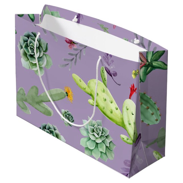 Grand Sac Cadeau Motif Cactus 7 (Dos Angle)
