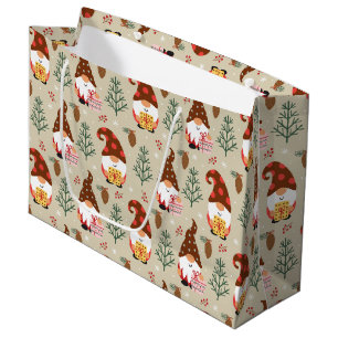 Grand Sac Cadeau Motif cadeau Noël Gnomes