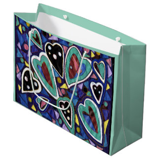 Grand Sac Cadeau Motif cardiaque