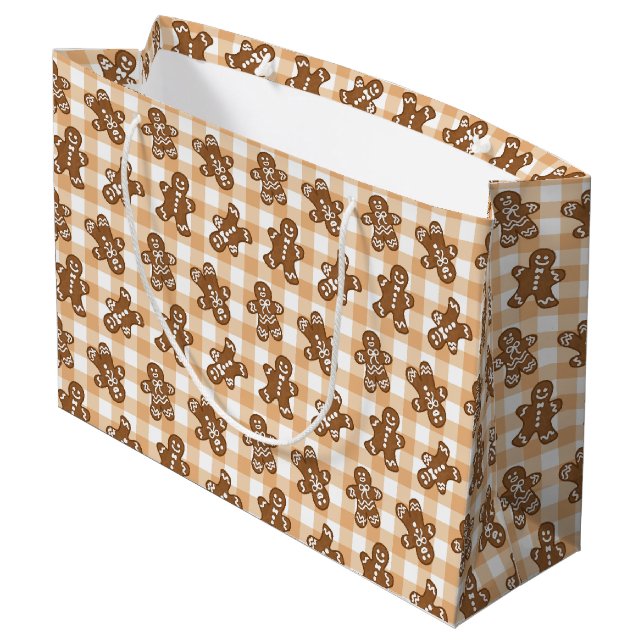 Grand Sac Cadeau Motif carreau homme en pain d'épices (Dos Angle)
