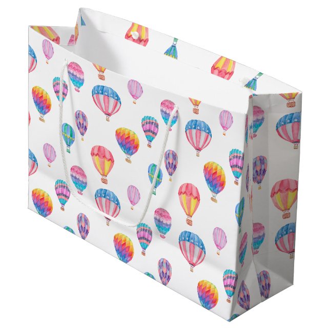 Grand Sac Cadeau Motif chaud de ballon à air (Devant Angle)