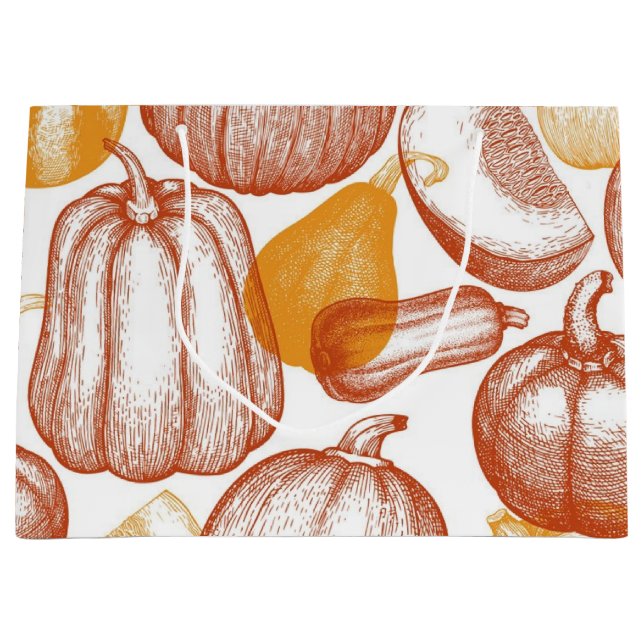 Grand Sac Cadeau motif citrouille (Devant)