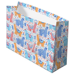 Grand Sac Cadeau Motif coloré lumineux d'alpaga