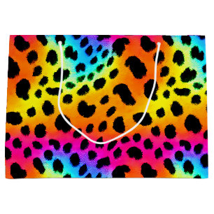 Grand Sac Cadeau Motif coloré Rainbow Cheetah sans couture