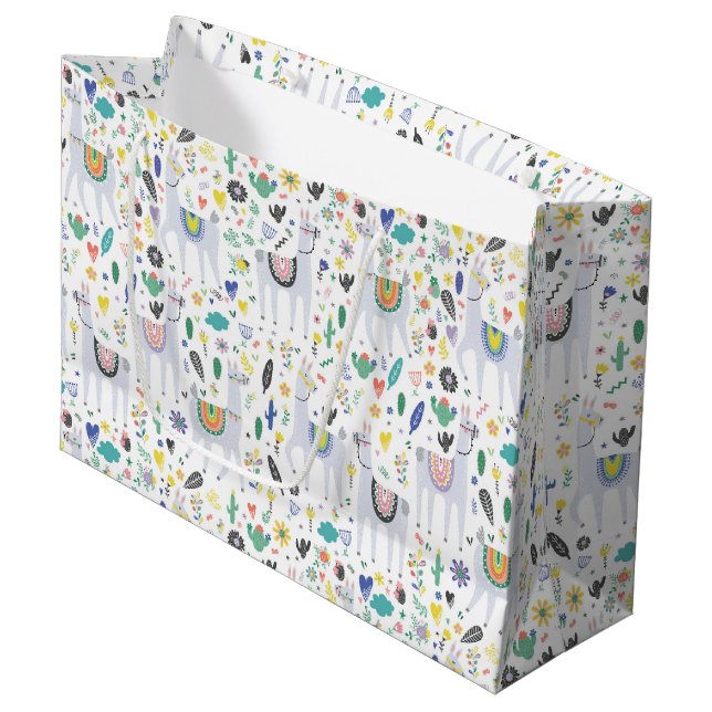 Grand Sac Cadeau Motif d'alpaga de griffonnage (Devant Angle)