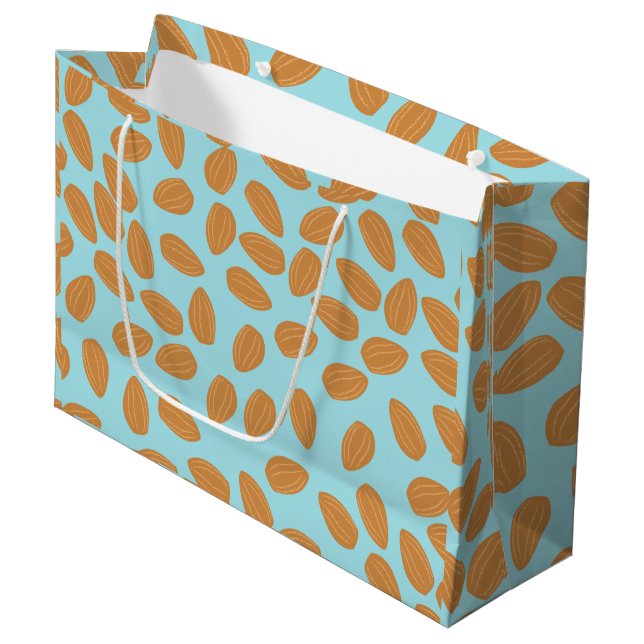 Grand Sac Cadeau Motif d'amandes (Devant Angle)