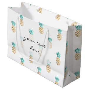 Grand Sac Cadeau motif d'ananas tropical frais d'été