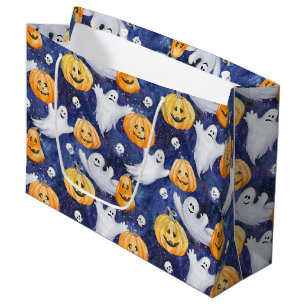 Grand Sac Cadeau Motif d'aquarelle Halloween