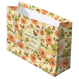 Grand Sac Cadeau Motif d'automne Vintage aquarelle