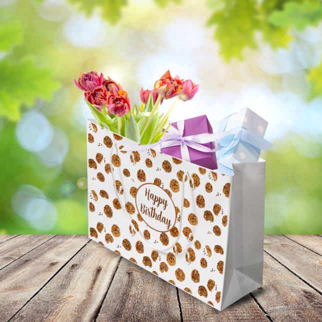 Grand Sac Cadeau Motif de biscuits au chocolat d'aquarelle (Créateur téléchargé)