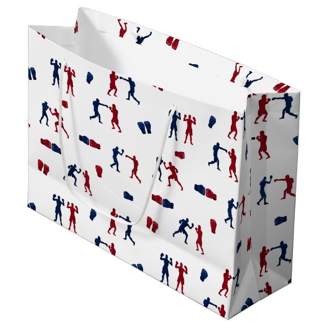 Grand Sac Cadeau Motif de boîte rouge et bleu (Devant Angle)