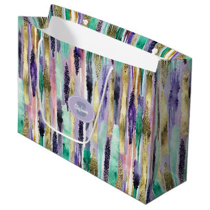 Grand Sac Cadeau Motif de brosse vertical dynamique (1)