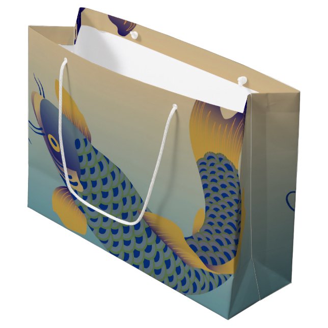 Grand Sac Cadeau Motif de carpe japonais (Devant Angle)