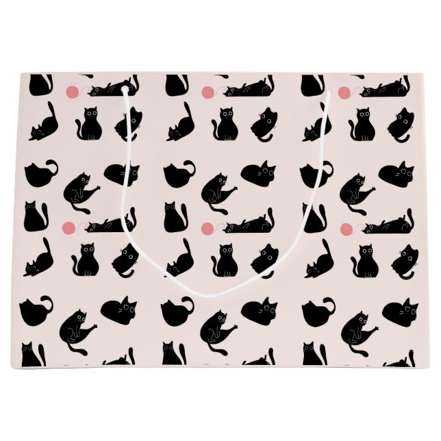 Grand Sac Cadeau Motif de chats noirs (Devant)