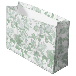 Grand Sac Cadeau Motif de chinoiserie française de roses florales v