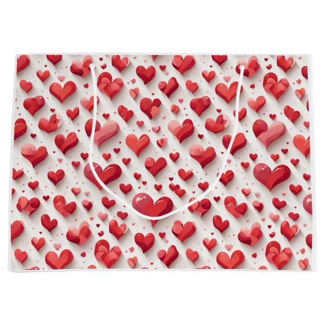 Grand Sac Cadeau Motif de coeur (Devant)